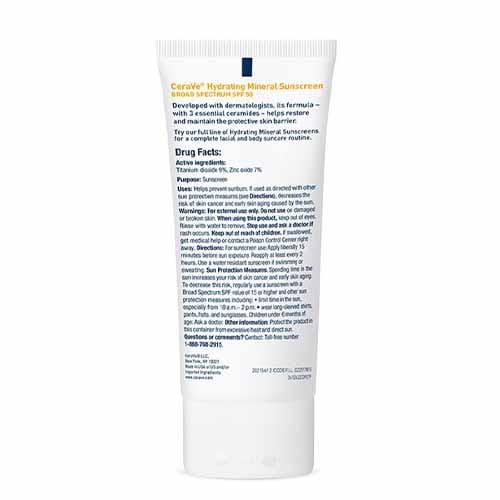 CeraVe Hydrating Mineral Sunscreen Face SPF 50 - 75 ml